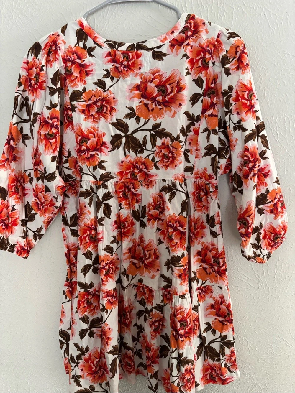 Old Navy White Dress with Orange Floral Print